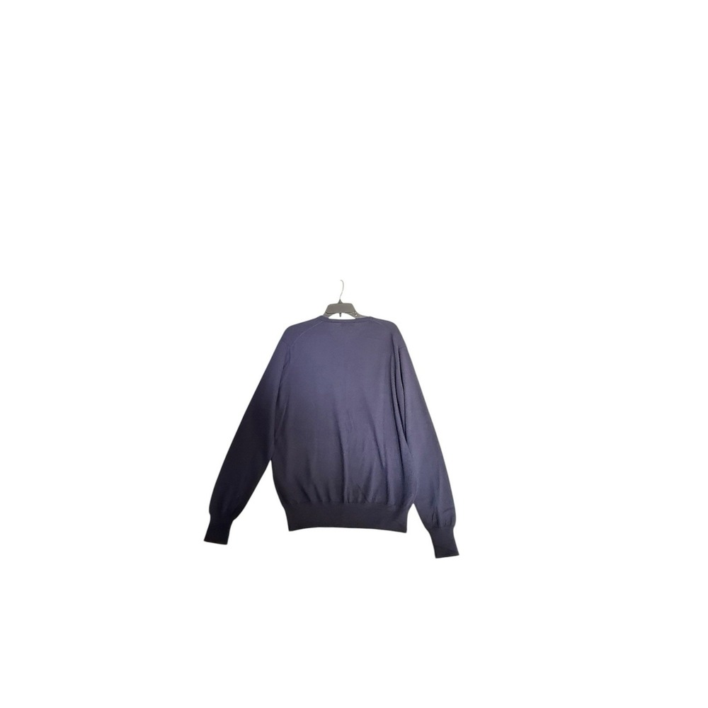 Peter Millar Men's L Blue V Neck Merino Wool Silk  Sweater Pirate Patch Accent - Picture 2 of 5